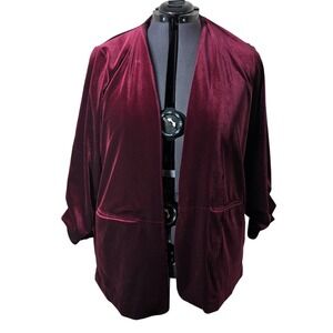 Coldwater Creek Velvet Red Plum Open Cardigan Jacket 22W